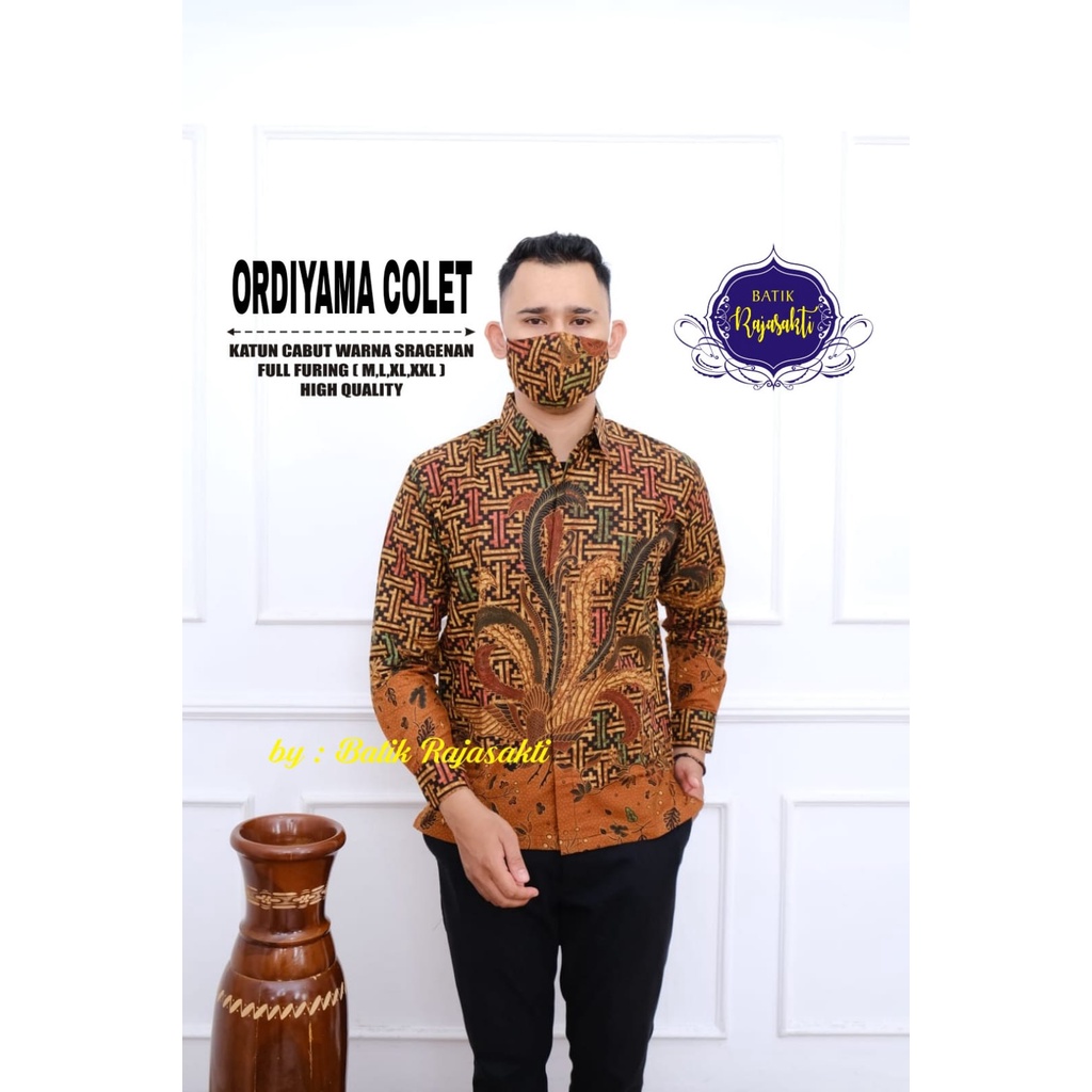 ORDIYAMA COLET RAJASAKTI BATIKSOLOAMANAH KEMEJA BATIK PRIA SOLO LENGAN PANJANG PENDEK LAPIS FURING ATASAN PREMIUM MODERN KATUN HALUS SEKARCHANDRA COLET MERAK CANTIK PEN WARMADEWA DUI RAMAKRISHNA PEN CAHAYA 2  SEKUNTUM BUNGA TWO BANGSAWAN DUO BANGSAWAN