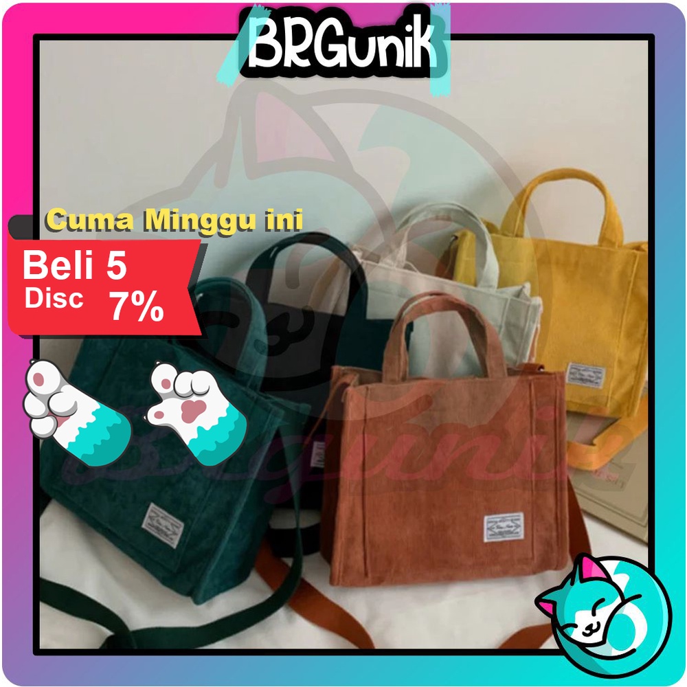 BRGUNIK Tas Wanita Korduroi Selempang Korea Corduroy Shoulder Bag W180