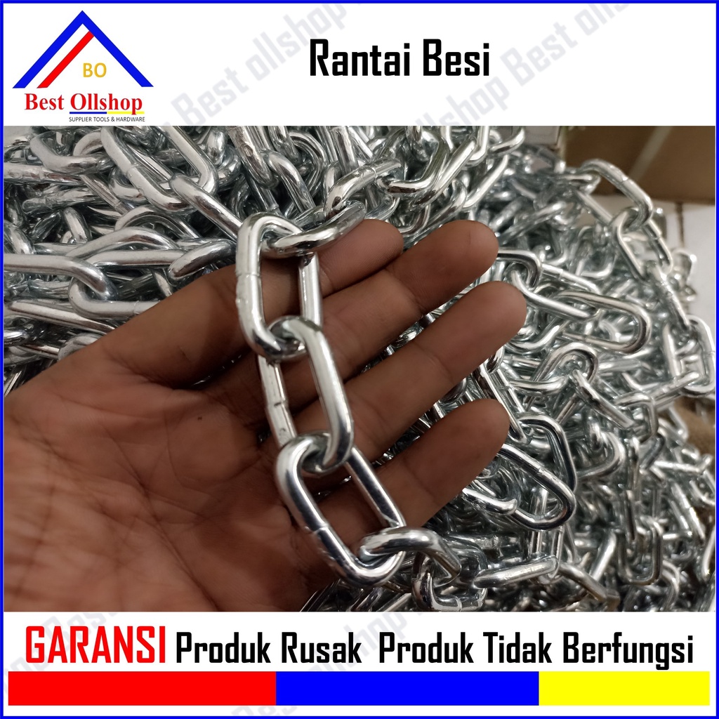 Rantai Kapal 3/16 5 MM / Rantai Besi Besar 5 MM / Harga Rantai Kapal Besi Meteran / Rantai Besi Galvanis 5 mm/Rante Besi 5 mm Eceran per 0.5 M 1 Meter Murah