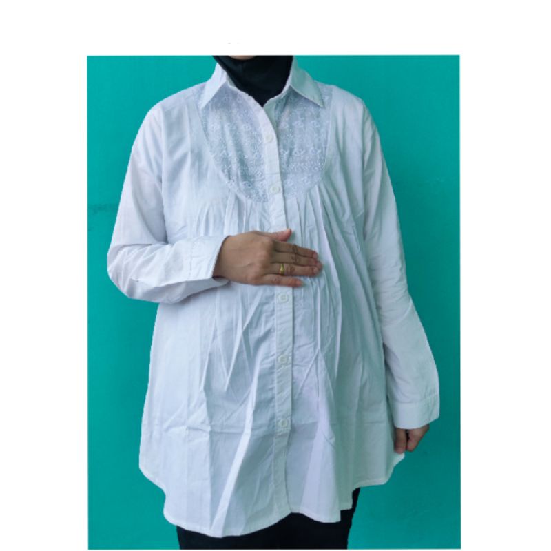 Baju hamil kerja kemeja putih - baju hamil dan menyusui