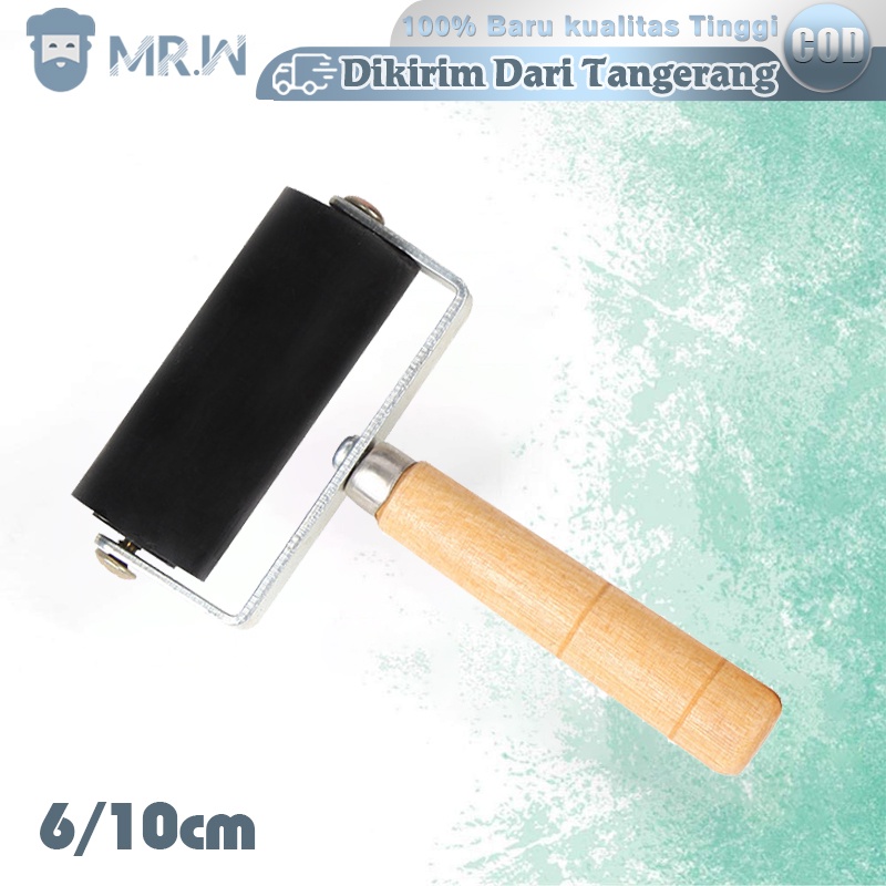 

Roller Karet 6/10 cm Hard Roll Rubber Wooden Handl Roll Grafis Steel Frame Children Art Craft Tool