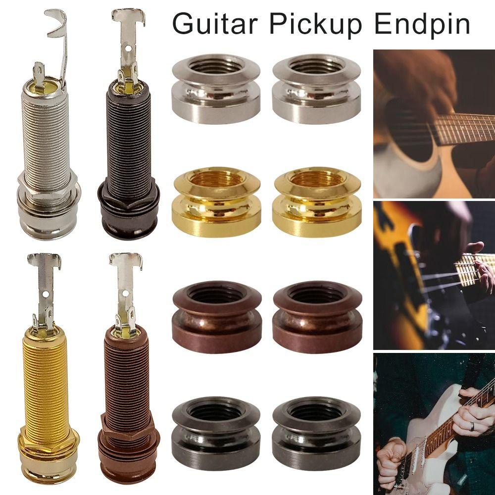 Nanas1per2pcs Silinder Ulir Untuk Gitarra Elektrik1Per4 &quot;6.35mm Pickup Gitar Endpin Endpin Jack Output