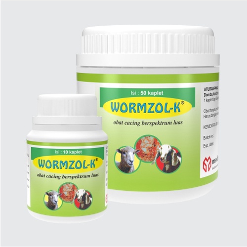 WORMZOL - K  (10 Kaplet) - Obat Cacing Kambing Domba Babi Anjing Kucing