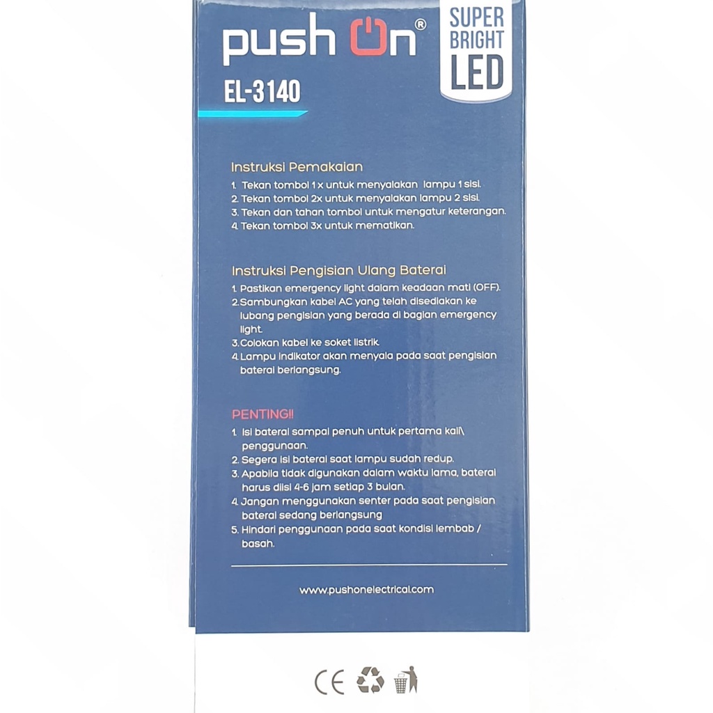 Push On EL-3140 Lampu Led Emergency Darurat 2 Sisi 40w (2x20w)