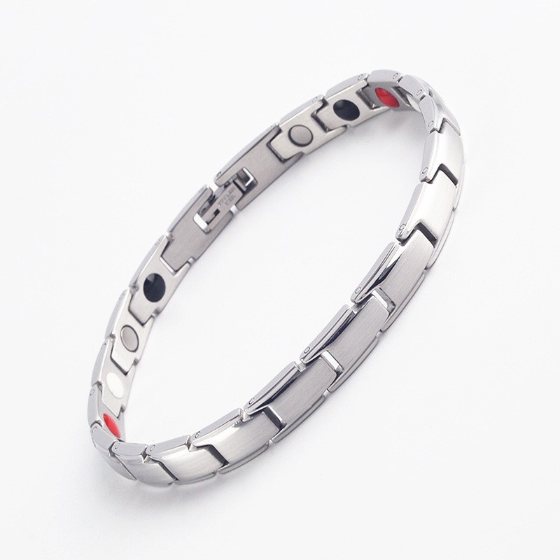 Gelang Terapi Magnetik Bahan Stainless Steel Gaya Hip Hop Untuk Wanita