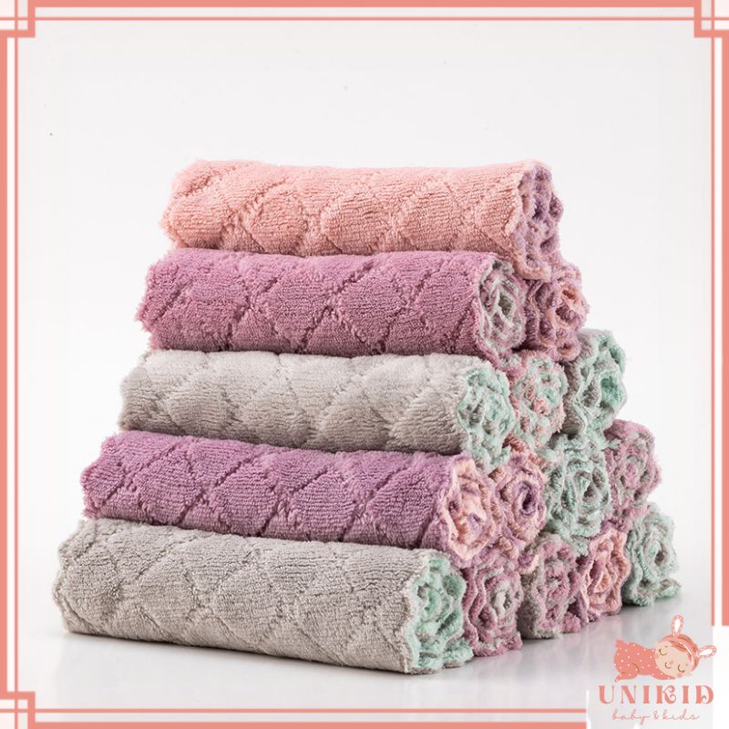 UNIKID Kain Lap Cuci Piring Anti Minyak Serbaguna Bahan Microfiber Kain Lap Serap Air