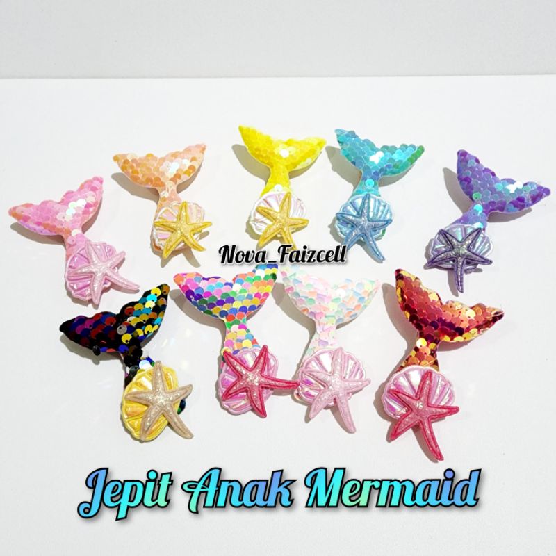 Jepit Rambut Anak Mermaid 7cm Premium Import Jepitan Korea