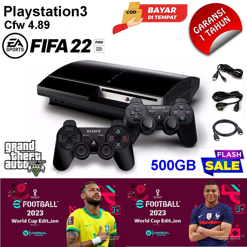 PS 3 CFW HARDISK DALAM 500GB 40GAME BONUS 2 STICK WIRELESS SONY