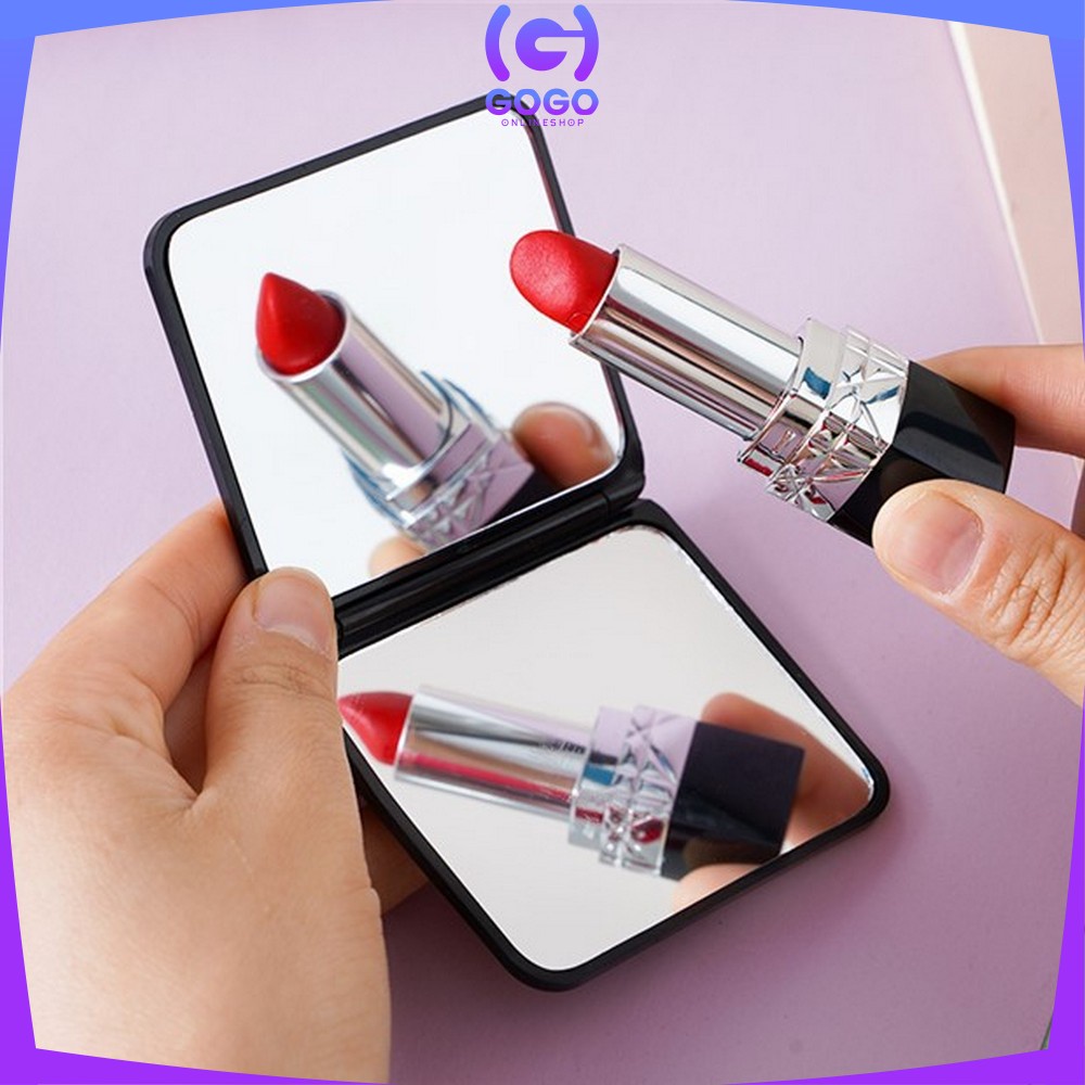 GOGO-C584 Cermin Mini Travel Model Segiempat / Cermin Makeup Petak / Cermin Rias / Cermin Kecil Lipat / Cermin Saku Kaca Rias Makeup Lipat Double