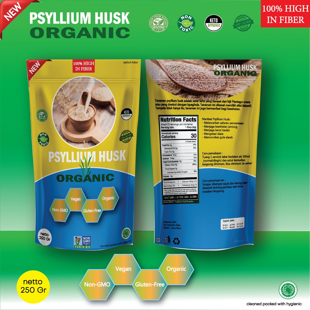MINUMAN SERAT / MINUMAN DIET / PSYLLIUM HUSK 500 GRAM