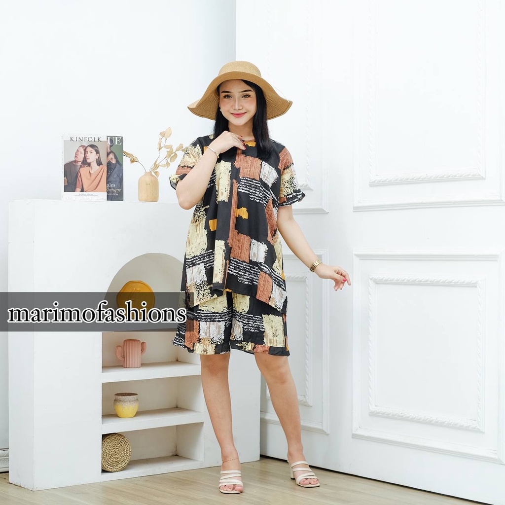 MINI SET Setelan Wanita Rufle Baju Tidur Rayon Kekinian marimofashions