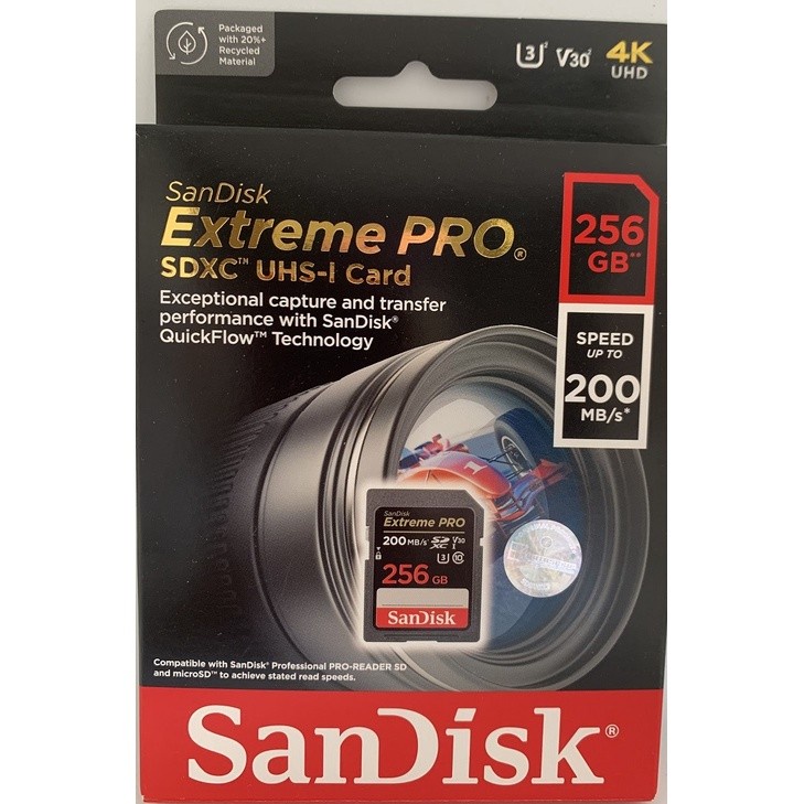 SanDisk SDXC Extreme Pro U3 For 4K V30 200MBps - 256GB