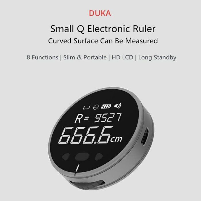 Duka Small Q 8 in 1 Electric Ruler Meteran Meteran Digital Display LCD