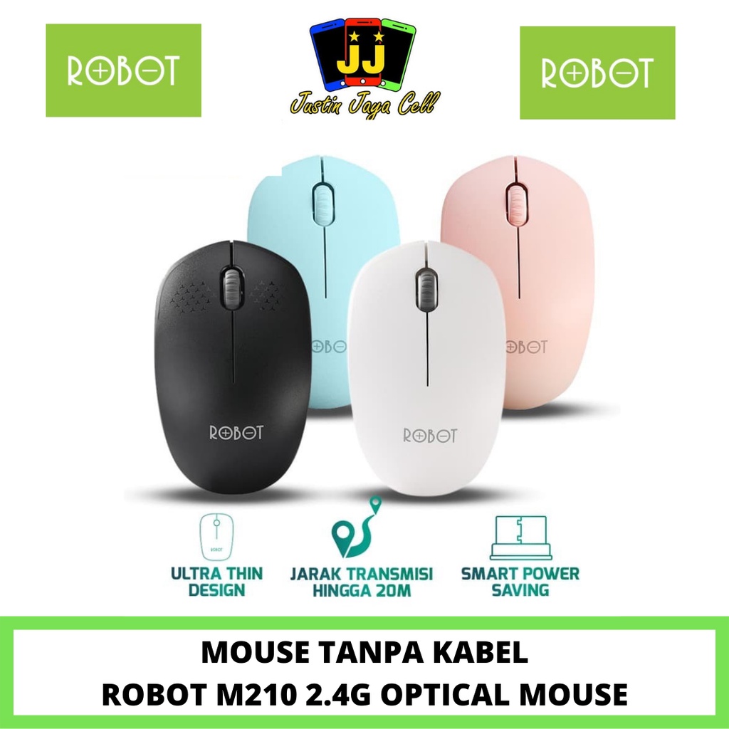Mouse Tanpa Kabel / Wireless ROBOT M210 2.4G Optical USB Mouse Original