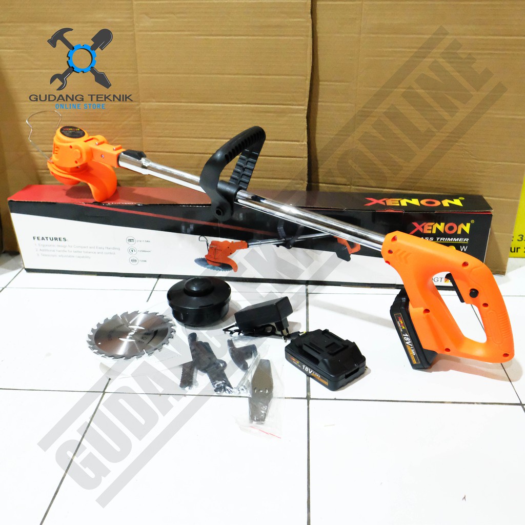 Mesin Potong Rumput Cas BATERAI 18V CDGT 720 XENON / CORDLESS Grass Cutter Charger 18 Volt CDGT720 XENON