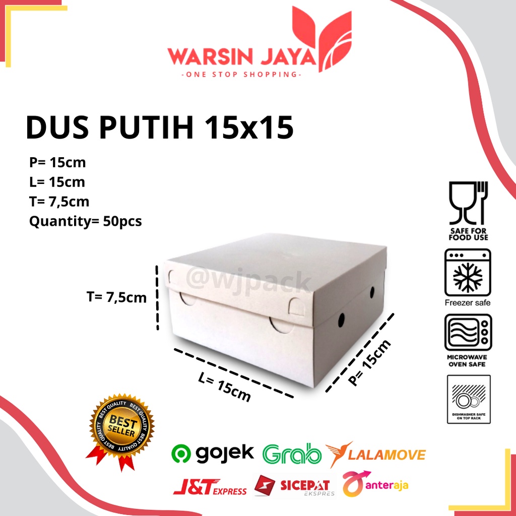 DUS PUTIH UKURAN 15X15 ISI 50PC