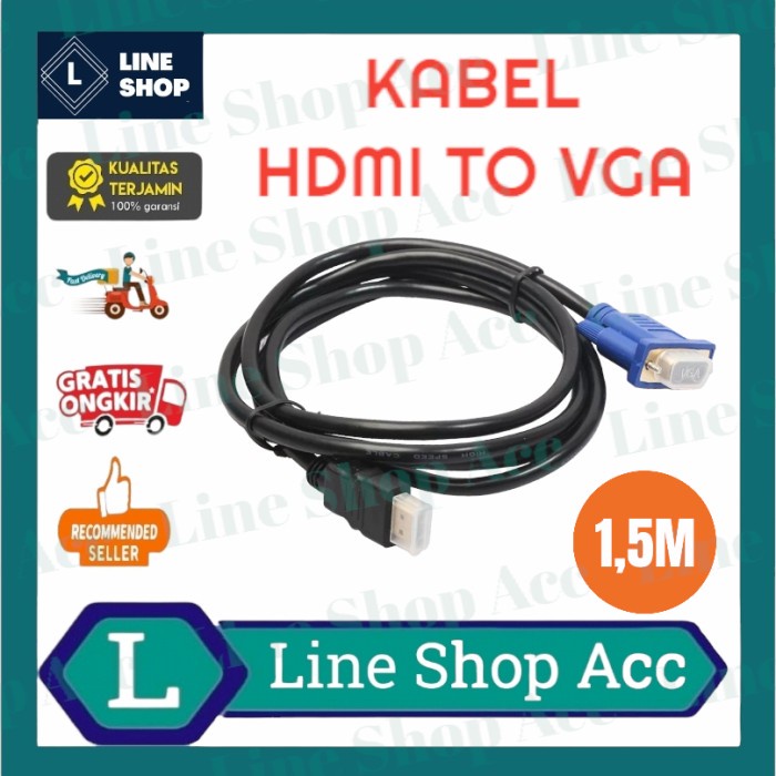 Jual Kabel Hdmi To Vga Meter Cable Hdtv To Vga Male Male Shopee Indonesia