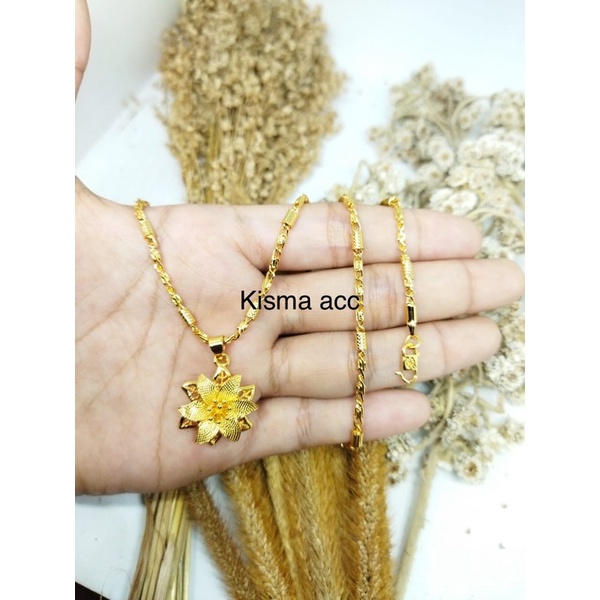 kalung koin bambu mawar warna emas 24k