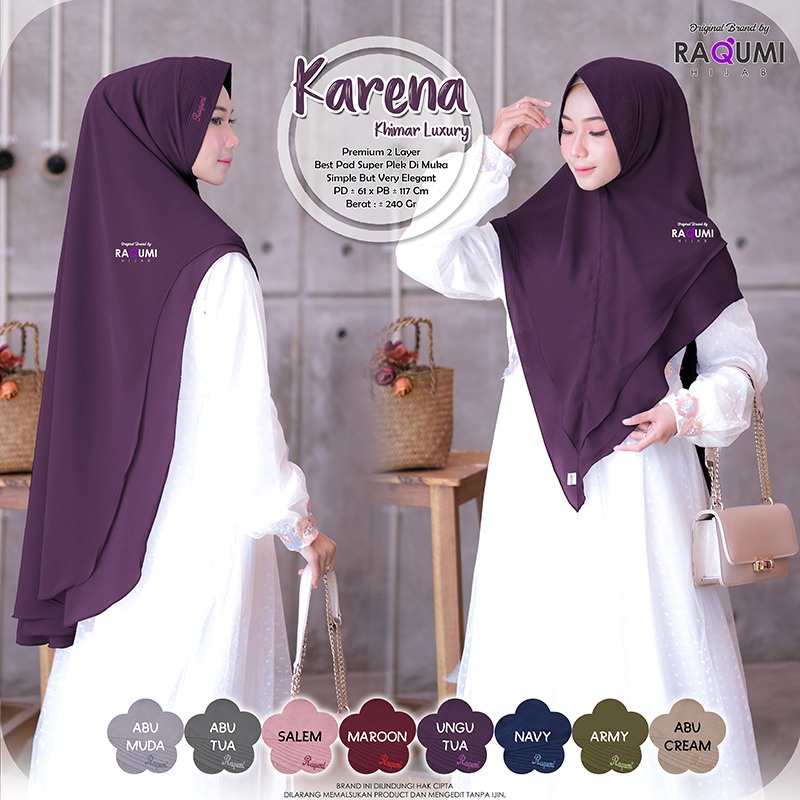Karena Khimar Luxury Berlabel ORI Raqumi Hijab Bahan Premium 2 Layer Sangat Simple but Very Elegant