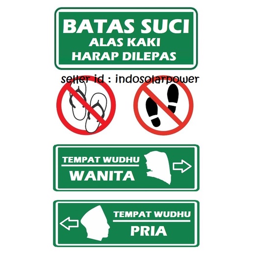 Plang stiker sticker batas suci tempat wudhu pria wanita Masjid Musholla bukan wet floor lantai basah