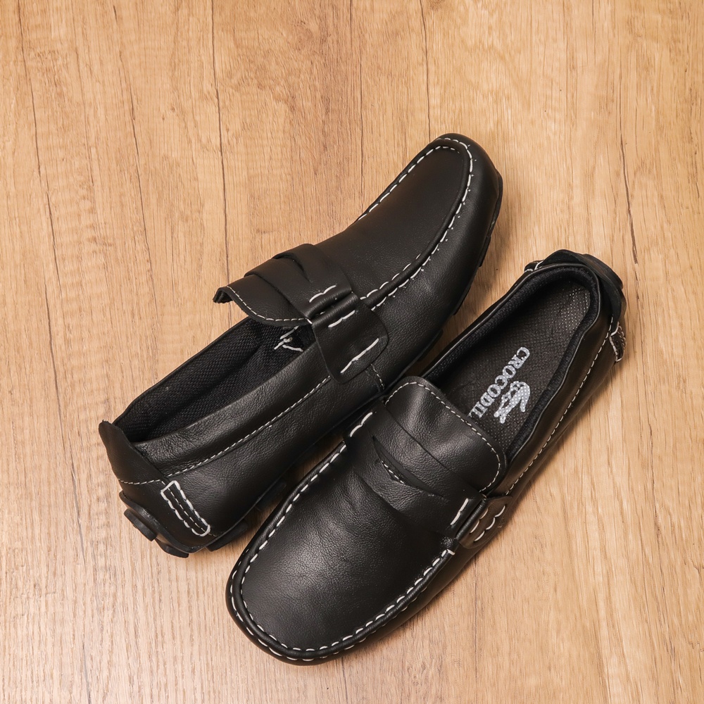 Sepatu pria slip On crocodile Kulit Sapi Asli formal semi formal PREMIUM quality hitam