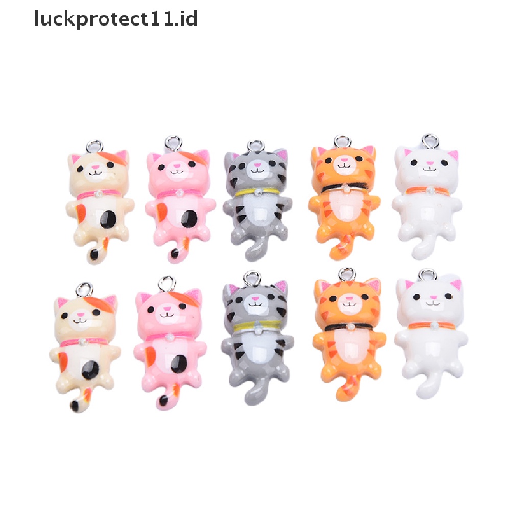 10pcs Liontin Bentuk Hewan Kucing Bahan Resin Untuk Membuat Perhiasan Anting