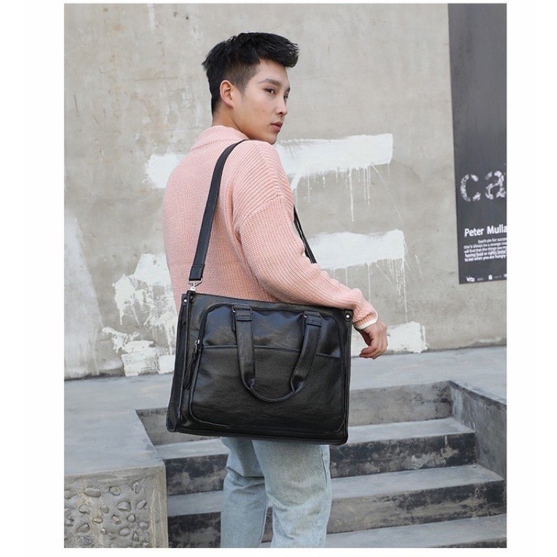 Tas Selempang Duffel Messenger Tas Travel Kulit Import Tas Laptop Muat 14 inc Tas Fashion Korean Style