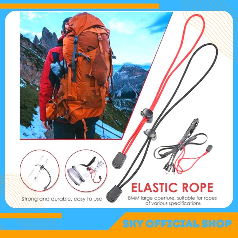 Tali Elastis 2 Pcs Multifungsi Untuk Pengait Ransel Outdoor Trekking Pole Botol Minuman Kuat Tahan Lama  2pcs