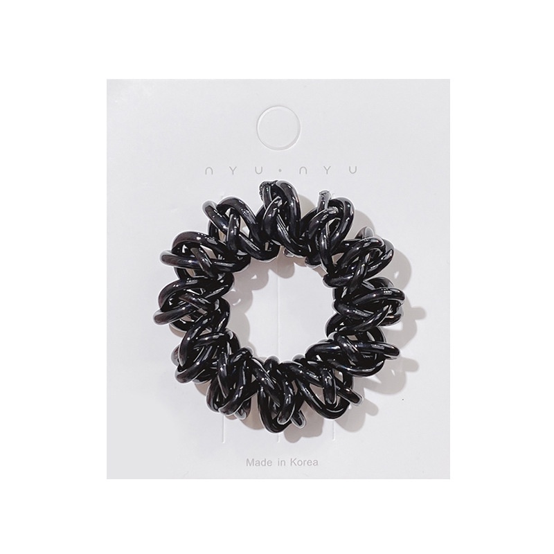 Ikat Rambut Elastis Model Kabel Telepon Spiral Bahan Resin Warna-Warni