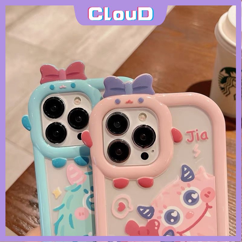 Casing 3D Bow Little Monster Lens Case Samsung A14 A04S A12 A52s A32 A50 A73 A13 A53 A03 A22 A23 A52 A03s A51 A02s A50s A71 A11 A33 A21s Pasangan Tahan Guncangan Cute Monster Soft Cover