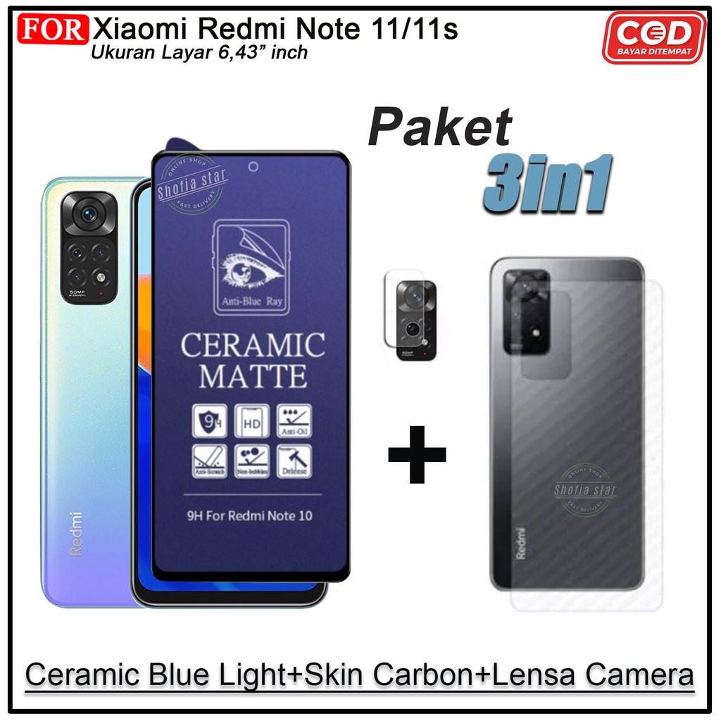 PAKET 3IN1 Anti Gores Ceramic Privacy Matte Xiaomi Redmi Note 11 11s 11 Pro 4G/5G 10 4G 10 5G 10s 10 Pro Anti Spy Full Cover