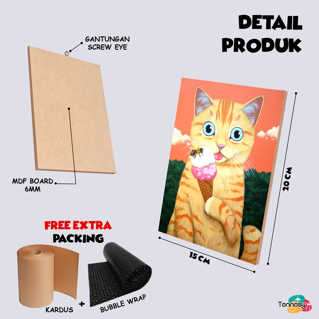 HIASAN DINDING WALL DECOR PAJANGAN POSTER DEKORASI KAMAR RUMAH KUCING CAT ACTION