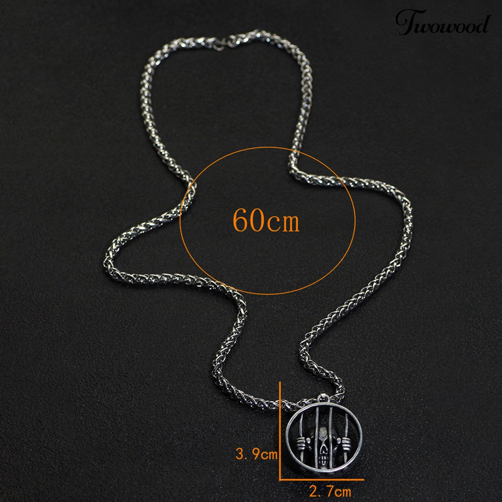 Kalung Liontin Tengkorak Justice Bahan Stainless Steel Warna Solid Gaya Vintage Hip-Hop Untuk Pria