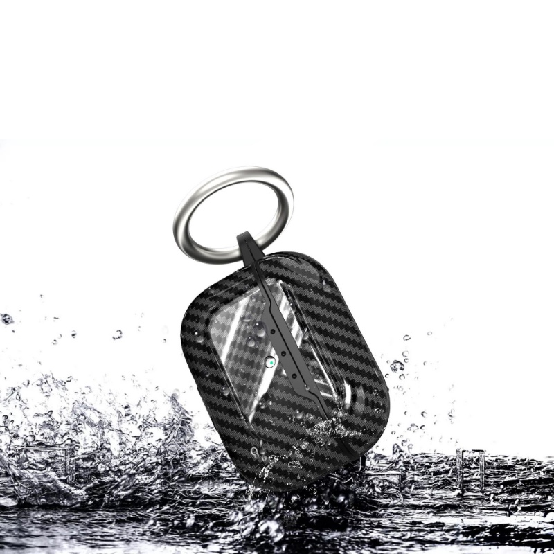 Case Bahan Carbon Fiber Tekstur Dengan Kait Untuk Earphone APds Pro 2