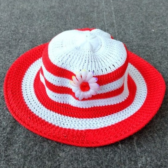 Topi Bucket Rajut Cewek Camelia(6 bulan-3 tahun)