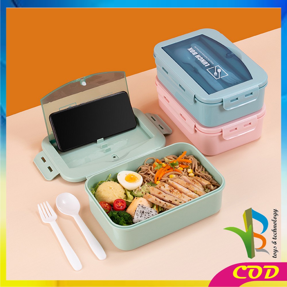 RB-C450 Lunch Box Set Tempat Makan Dengan Sendok Food Grade / Kotak Bekal Makanan Bento Box Portable