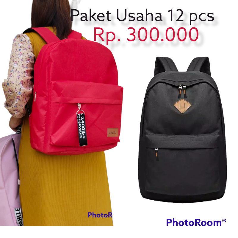 Grosir Tas Ransel Pria Wanita isi 12 Pcs Tas Sekolah