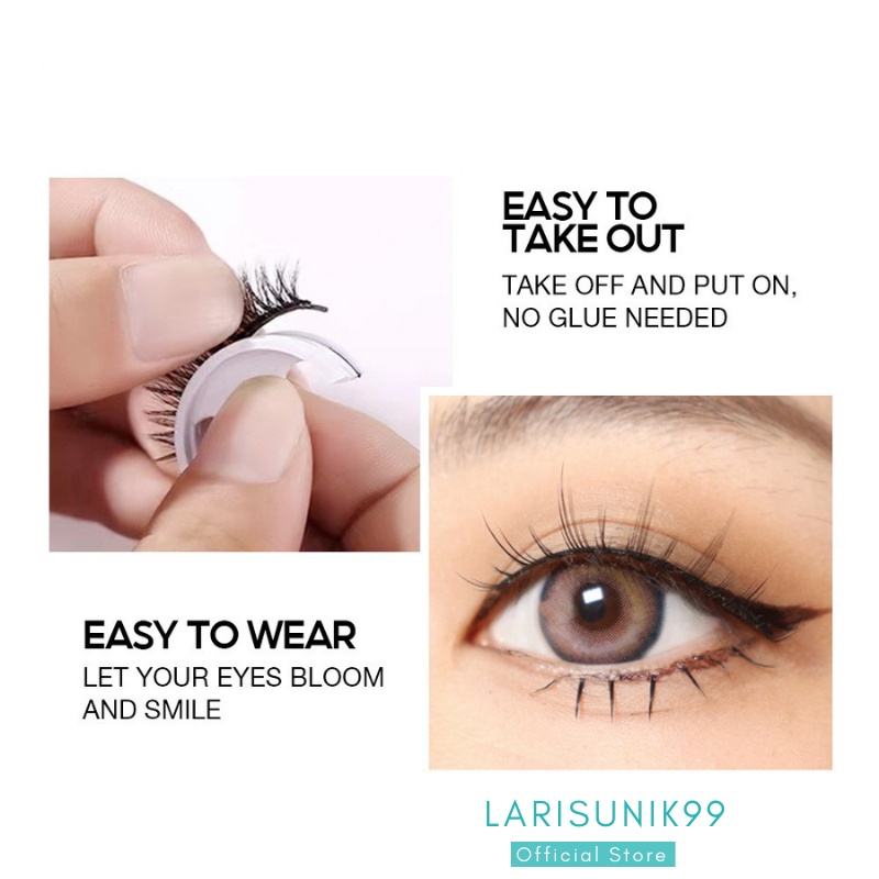 Korean Style Bulu Mata Palsu Fake Eyelash 3D Natural Bulu Mata Tanpa Lem Bulu Mata Mahnet Wanita Cantik Terbaru No Glue Ajaib Lentik Anti Badai Original Termurah