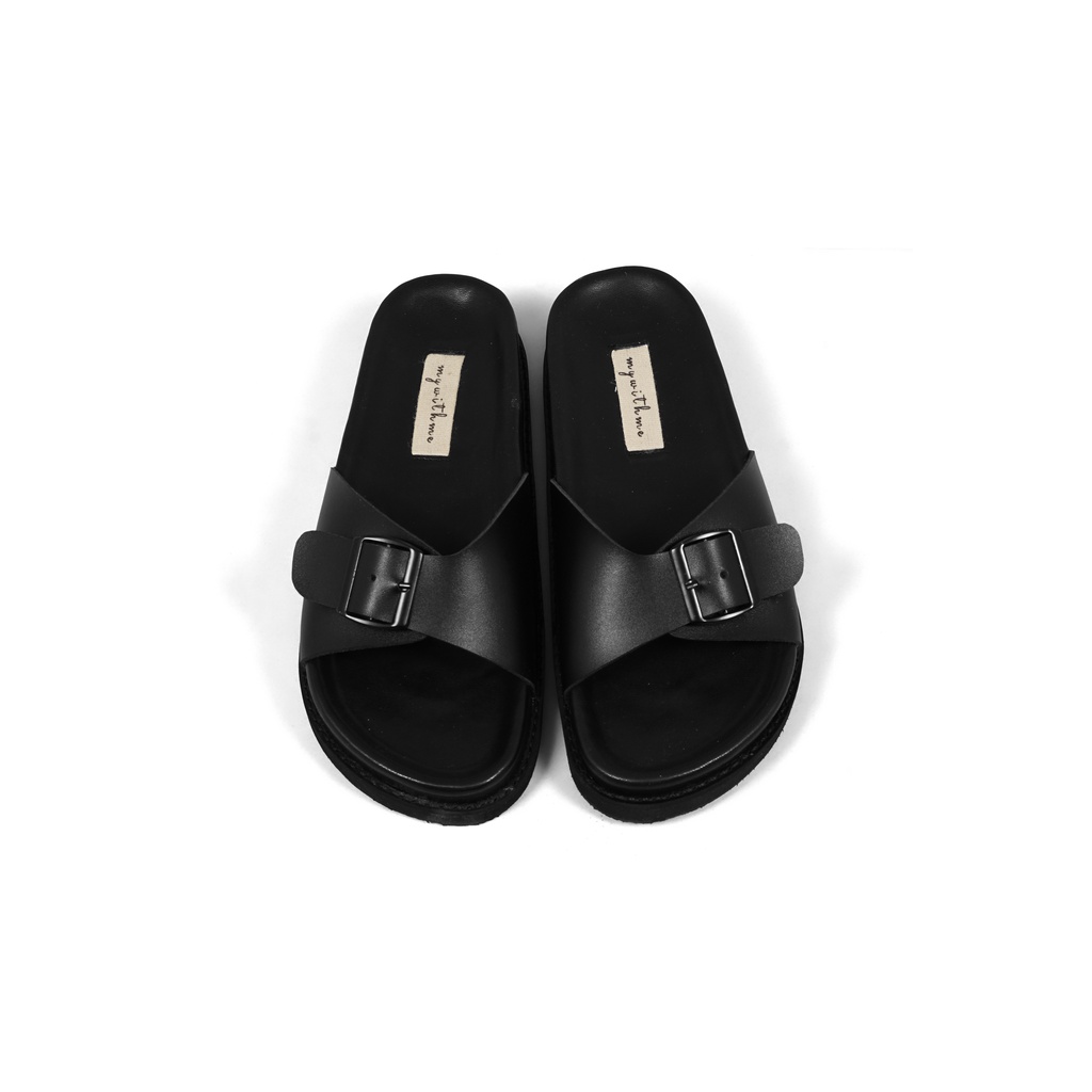 Sandal Wanita Birken Strap Black Alea Mywithme Slide