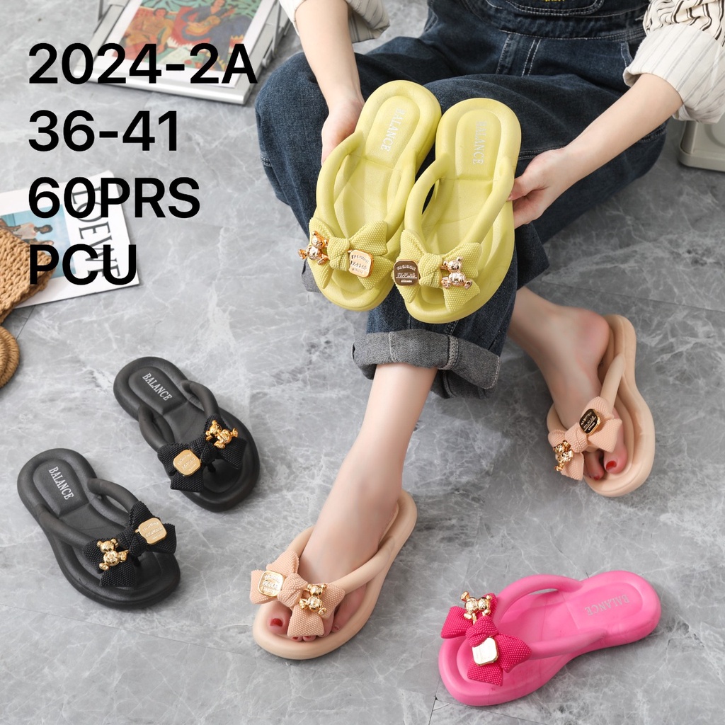 BALANCE Sandal Jepit Wanita Slipper Bangkok Import Non-Slip Full Jelly Empuk Elastis Motif Pita 9001