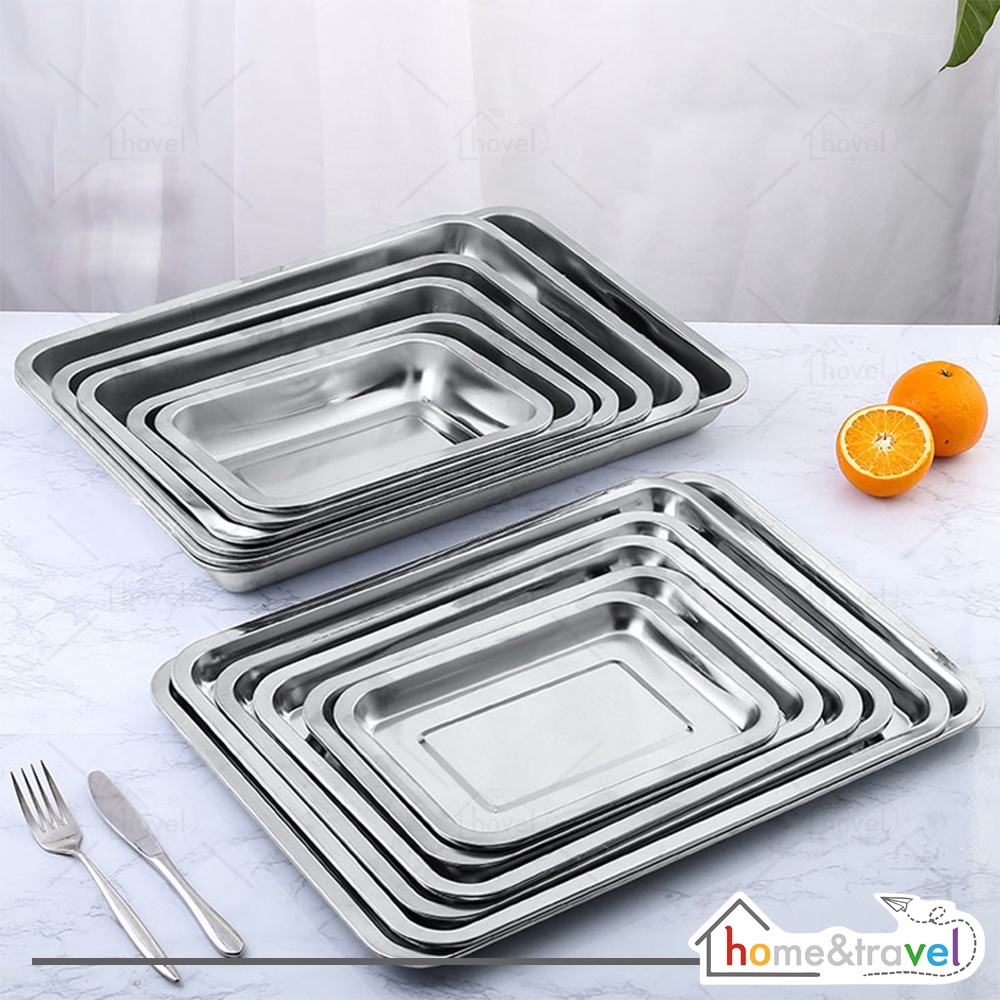 HOVELSHOP Nampan Baki Stainless Persegi Baking Tray Tatakan Saji Anti Karat