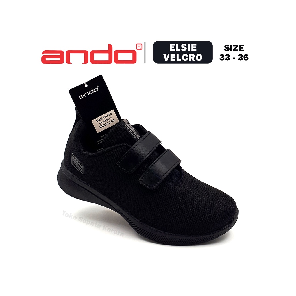 Sepatu Sekolah Anak SD SMP Perempuan/Laki Laki – ANDO – ELSIE VELCRO – Size 33-36 – Sneakers – Sport