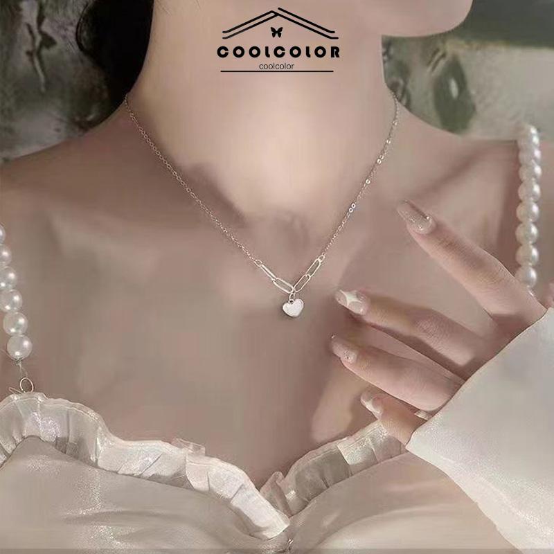 COD❤️Kalung Shell Love Necklace Wanita INS Cinta Cangkang Simulasi Mewah Tanpa Memudar Rantai Kerah Liontin Lembut Kelas Atas- cl