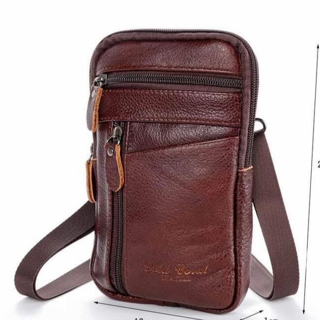 Tas Pria Kulit Asli Selempang Kulit Multi Tas Hp