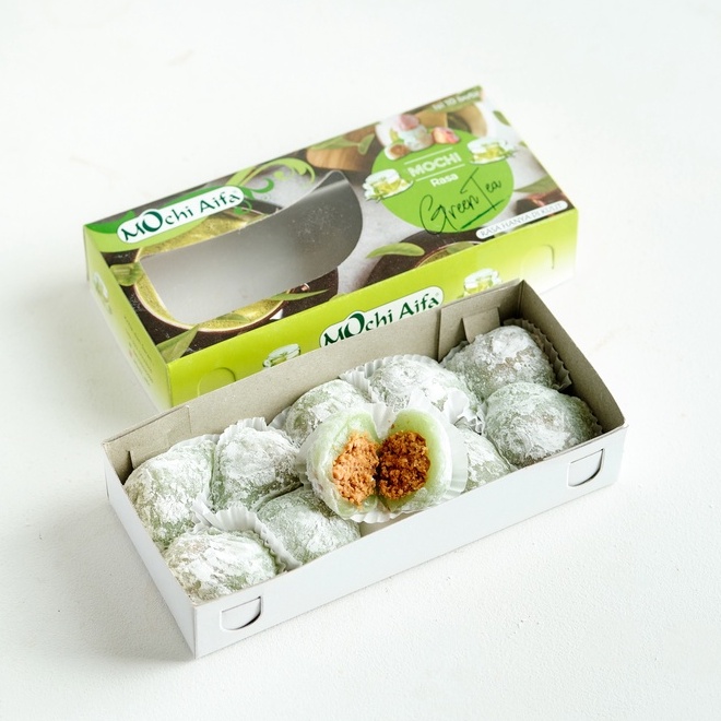 

Mochi Aifa Rasa Green Tea dibalut sagu/wijen