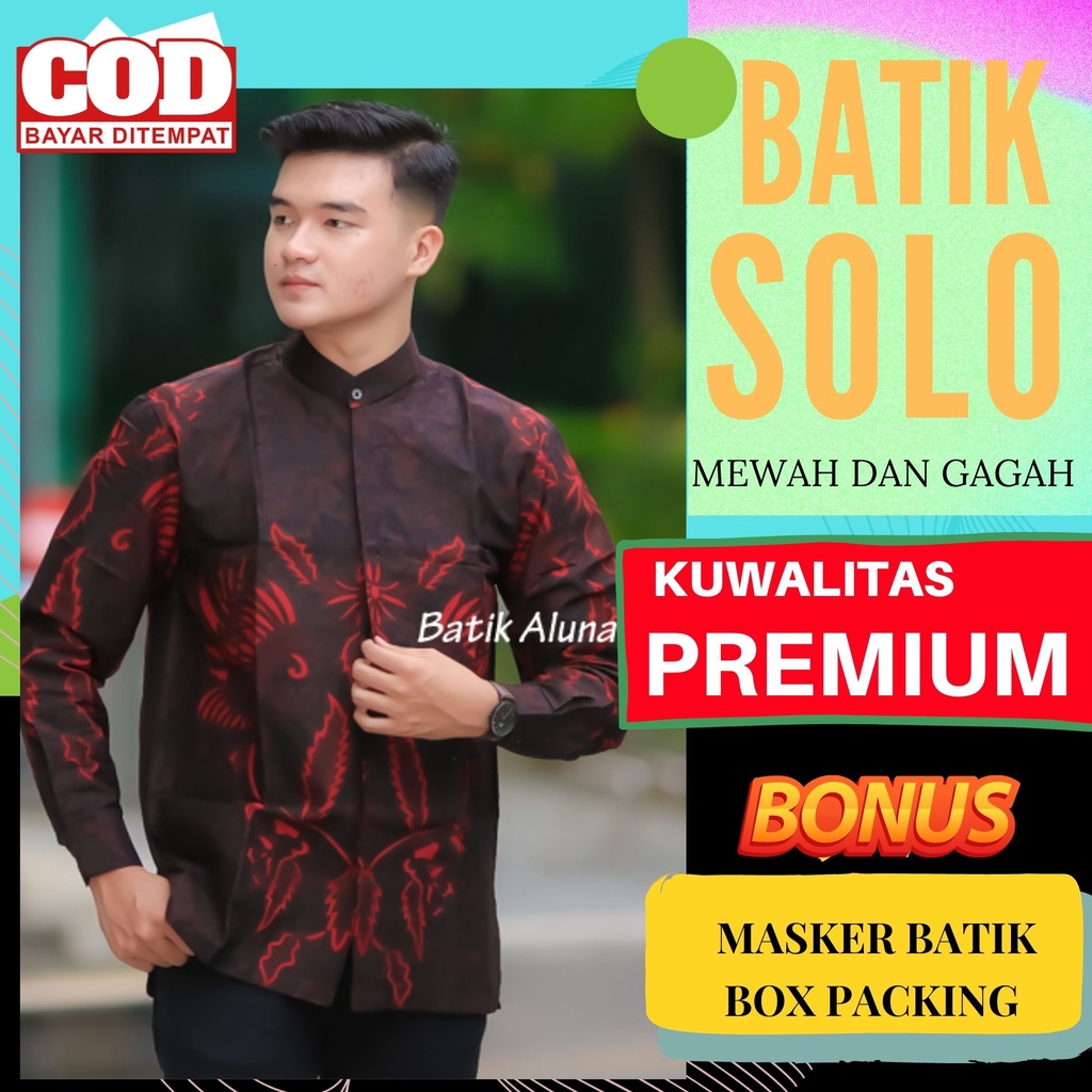 Baju Kemeja Batik Koko Muslim Pria Dewasa Lengan Panjang Reguler Fit Full Furing Bahan Katun Premium