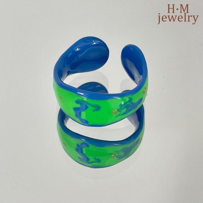 Cincin Desain Geometri Motif Polkadot Warna Kontras