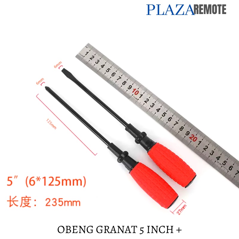 OBENG KARET MERAH 5 INCH SCREWDRIVER PLUS DAN MINUS