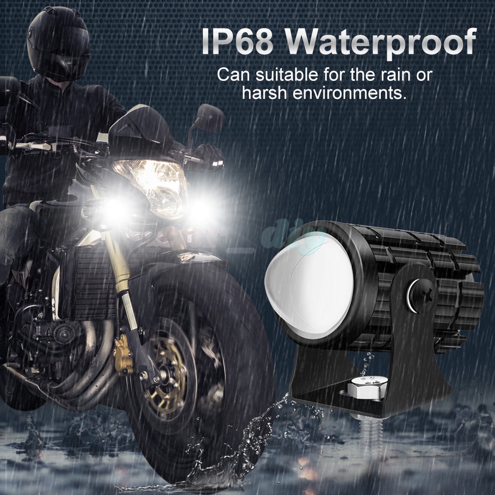 Lampu Depan LED Proyektor Lensa Ganda Universal Untuk Motor ATV Skuter