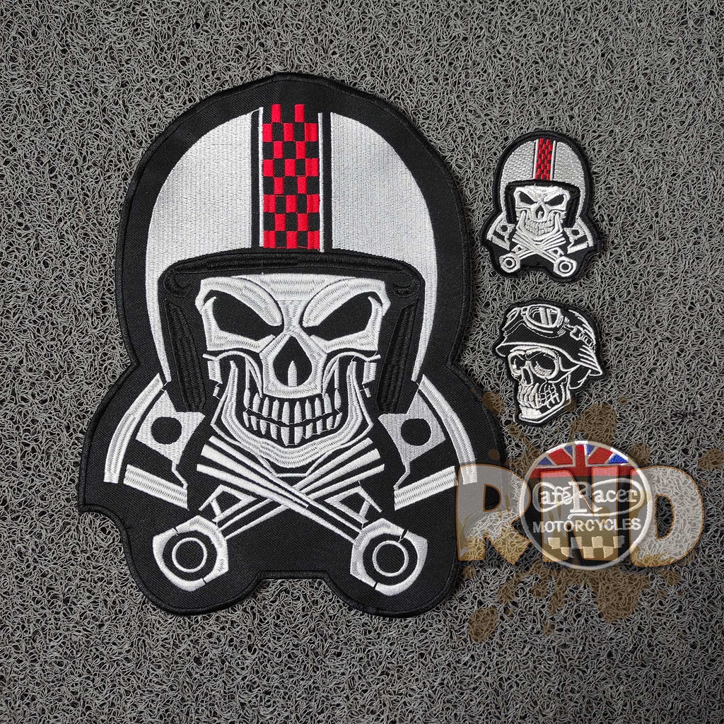 Paket Tempelan Bordir - Satu Set Logo Café Racer - Tempelan Punggung Ukuran 25 x 25 cm